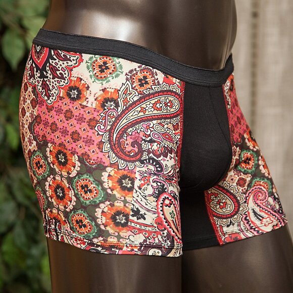 Mens Boho Paisley Print Boxer Brief Handmade - Picture 2 of 6